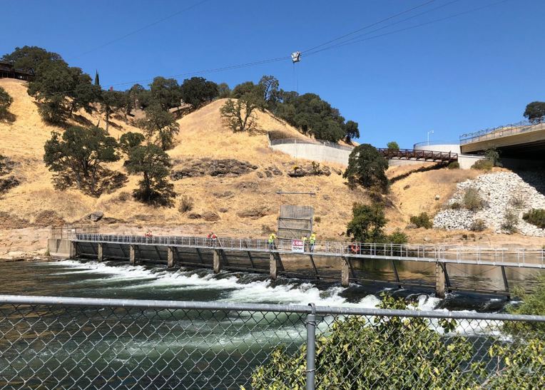 Visitors watching salmon at Nimbus Fish Hatchery along the American River near Gold River, CA