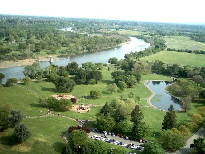 Aerial view of Hagan Community Park near Cordova Meadows, close to Rancho Cordova ice cream shops like Las Michoacanas