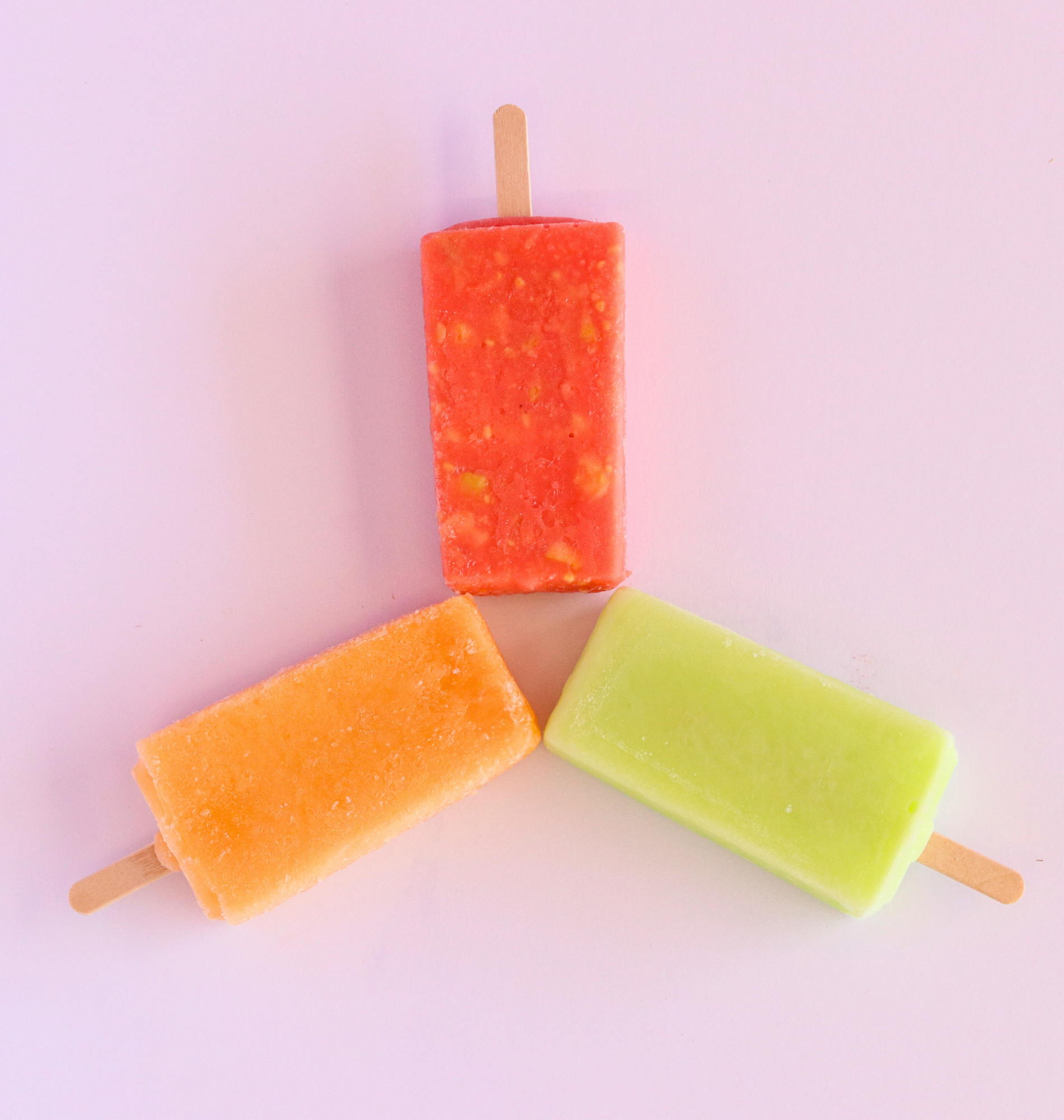 3 paletas from Las Michoacanas ice cream shop in a triangle formation